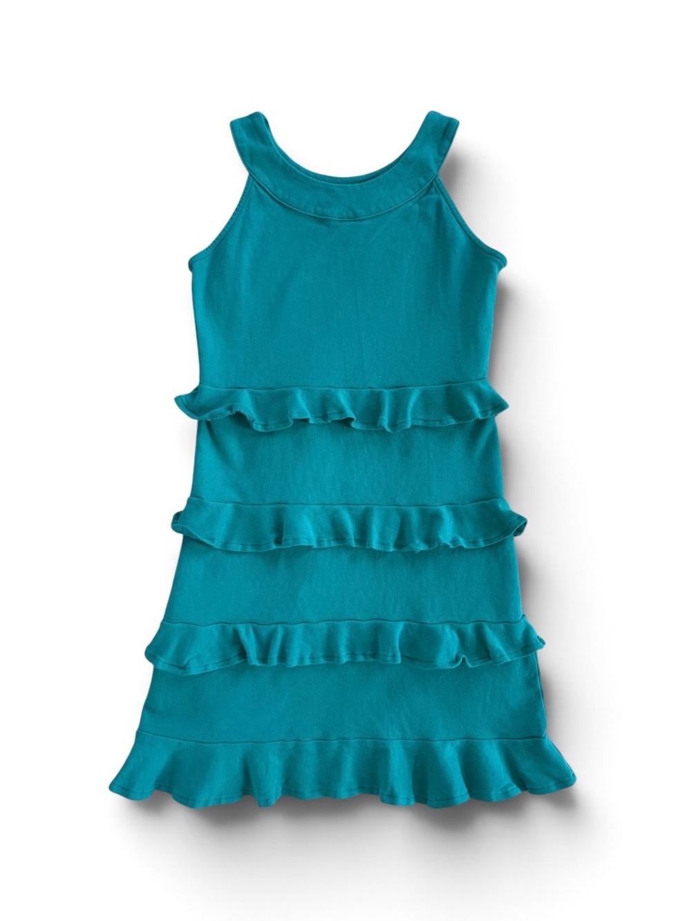 Florence Eiseman Teal Tiered Ruffle Tank Dress